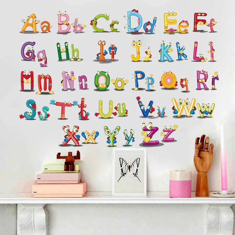 

Cartoon Puzzle Early Education Paste 26 English Alphabet Wall Stickers For Kids Rooms Creative Art bedroom Wall Background Decal