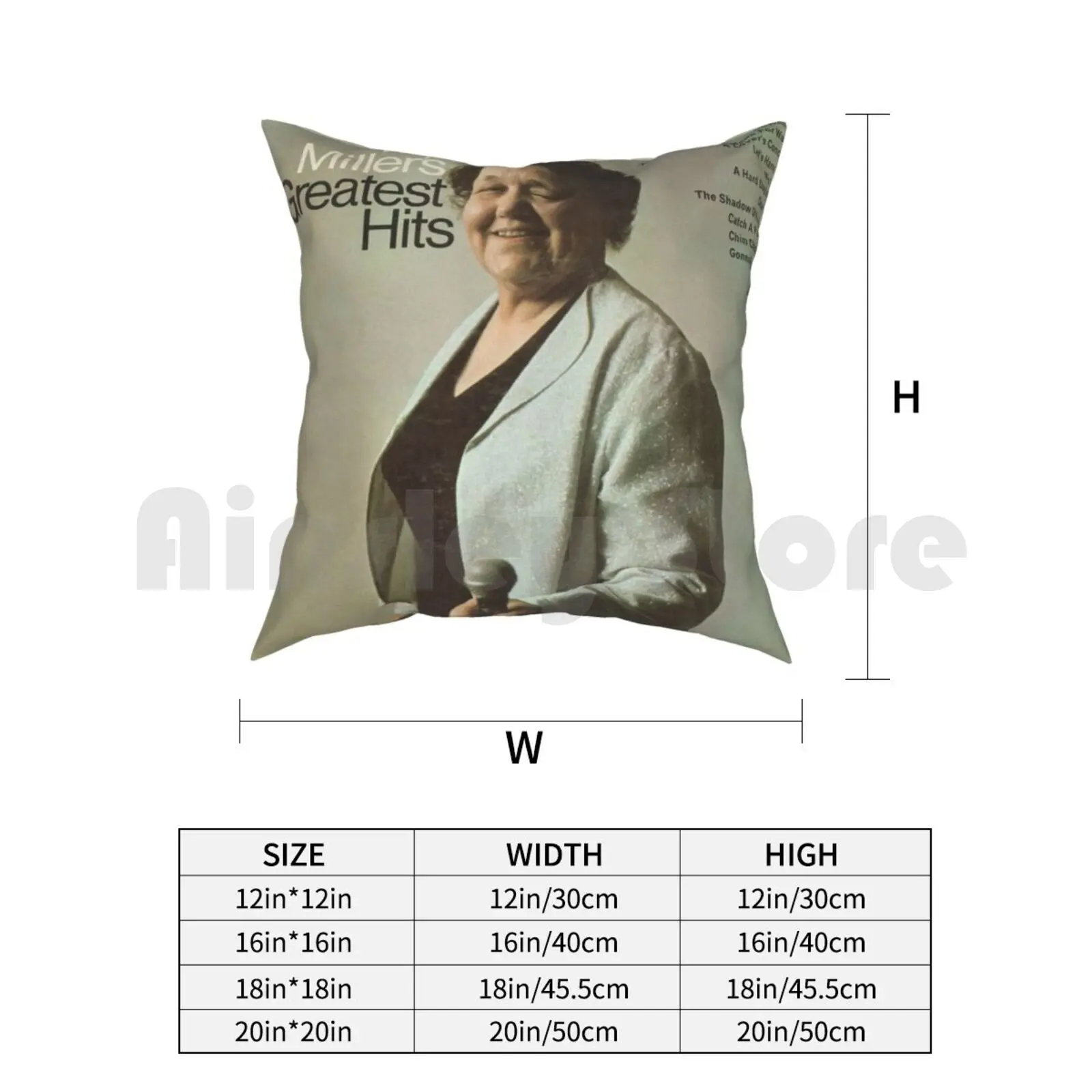 Мягкая подушка Mrs. Elva Miller с рисунком размеры 60S 1960S