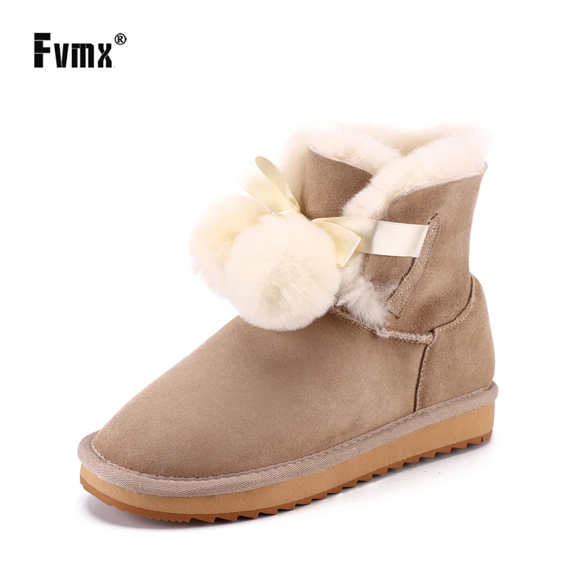 Новинка модная женская зимняя обувь FVMX из овчины замши шерсти с меховой