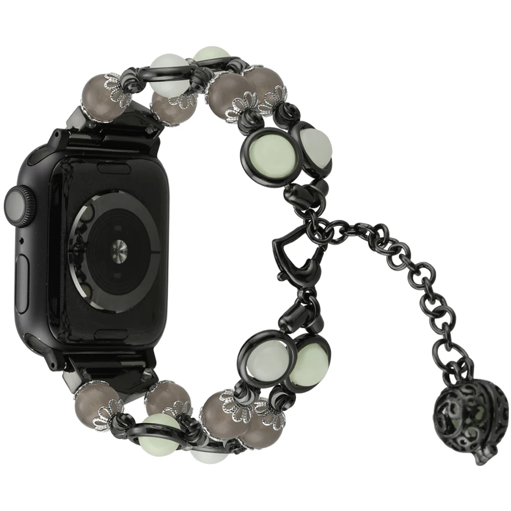 Strap For Apple watch7 se 6 5 4 band 40/44mm 41/45mm iWatch band 38/42mm Women Night Luminous Pearl bracelet Apple watch 42/44mm