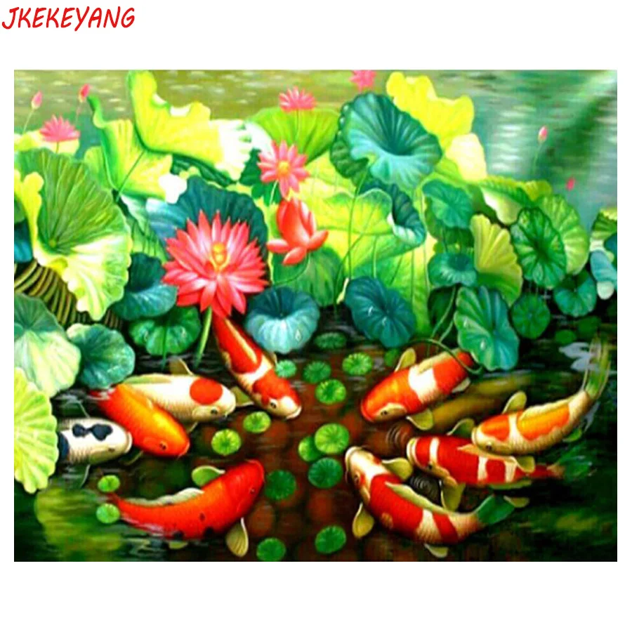 5D DIY квадратная/круглая алмазная живопись Koi fish вышивка крестиком Алмазная