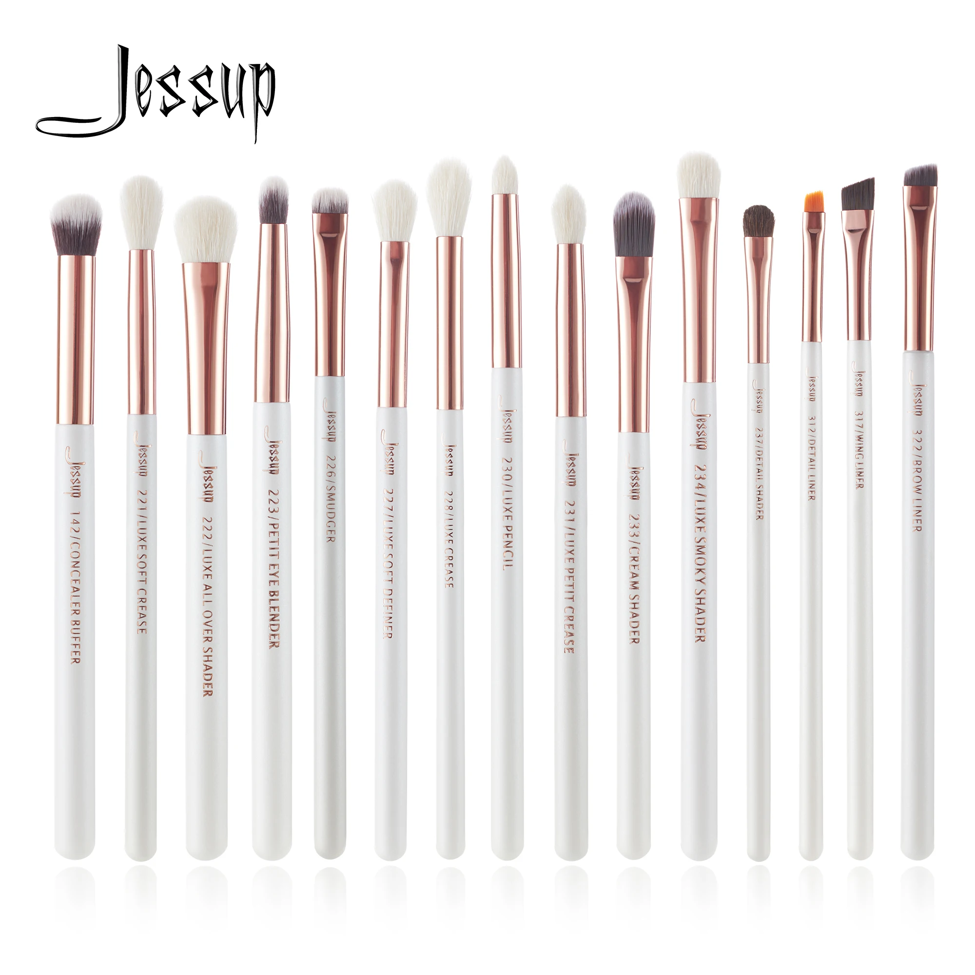 Jessup Профессиональный набор кистей для макияжа Набор Подводка глаз Тени век 15шт