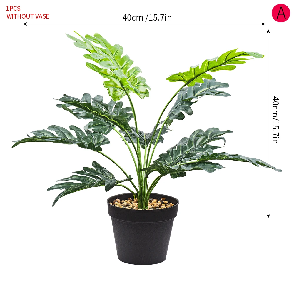 

2022 New Mini Artificial Plant Monstera Plastic Tropical Palm Home Living Room Office Hotel Decoration