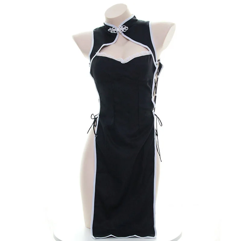 Сексуальное раздельное Бандажное мини платье Qipao китайские традиционные чонсам