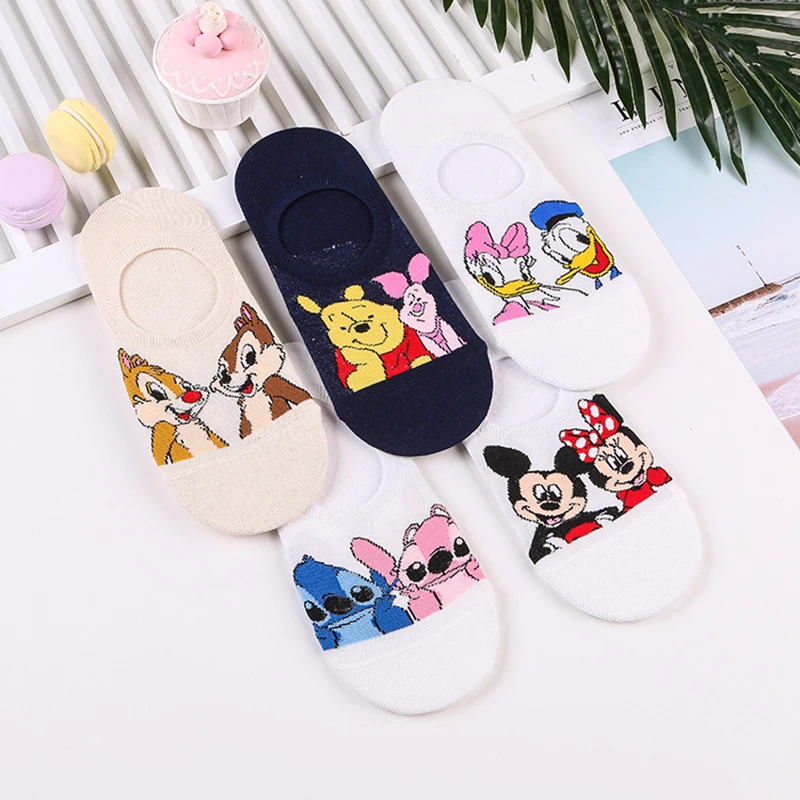 

Disney Casual Cute women Scoks Cartoon animal Mickey Minnie Donald Duck invisible ankle Socks Cotton happy Funny sock
