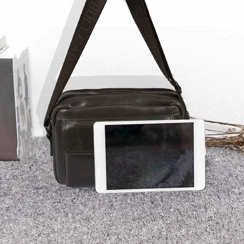 

BULLCAPTAIN Genuine Leather Men Bag Casual Business Man Shoulder Crossbody bags Cowhide Large Capacity Travel Messenger Bags