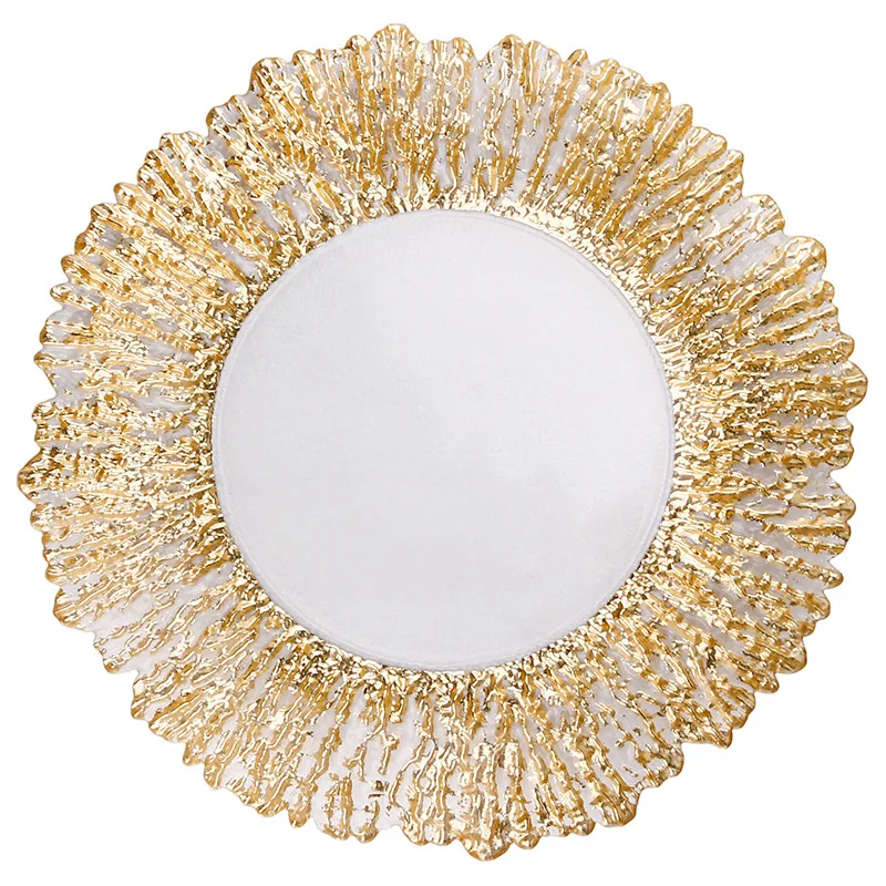 

Cute Small Minimalist Creative Plate Glass Fruit Plate Silver Golden Tray Cake Pattern Flat Moroccan Dishes Assiette Tray EH50PL