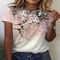 2022 summer daily outdoor streetwear womens clothing crew neck tops womens t shirts new shirts flower theme short sleeves