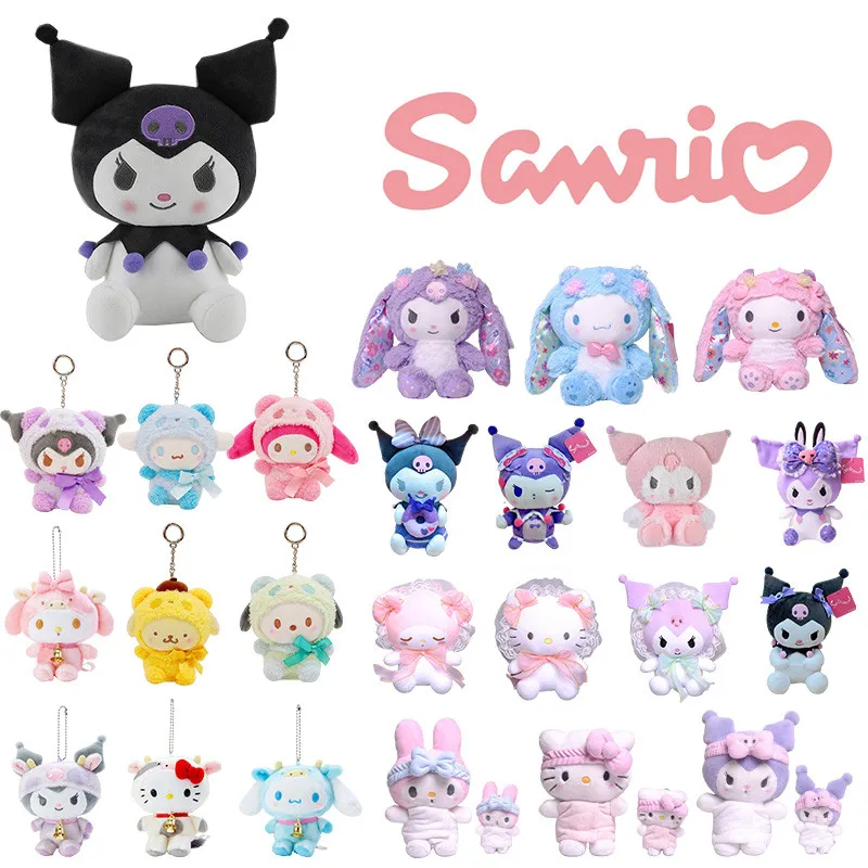 

Sanrio Plush Toys Kitty Mymelody Pochacco Kuromi Cinnamorol Kitty Jam Onpompurin Doll Pendant Backpack Ornaments Pillow