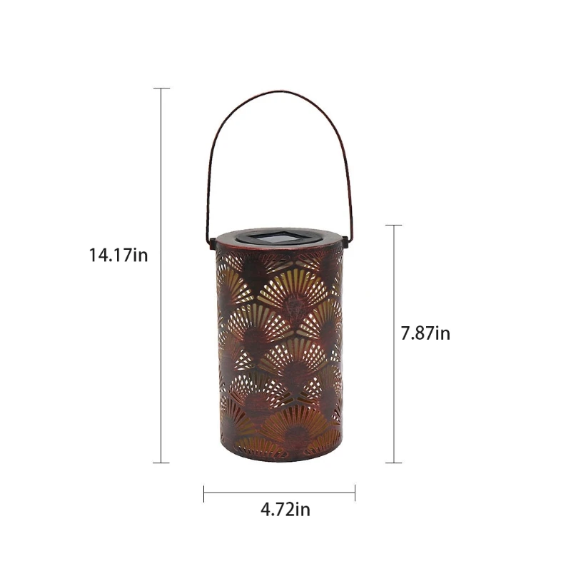 

Solar Wrought Hollow Portable Projection Lights Decorative Courtyard Outdoor Lamps Antique Wrought Iron LED Hanging Lamp