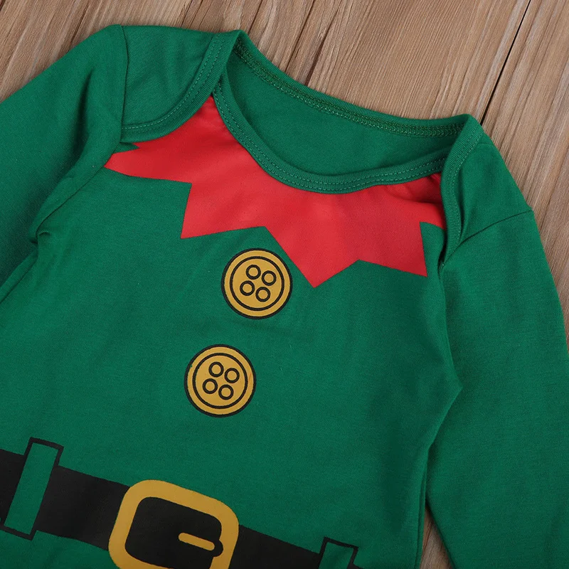 Костюм Санта Клауса для новорожденных мальчиков и девочек зеленый боди + штаны с