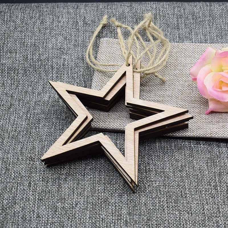 

Laser cutting 5mm wooden crafts five-pointed star wood chip home decoration wooden five-pointed star ornament processing