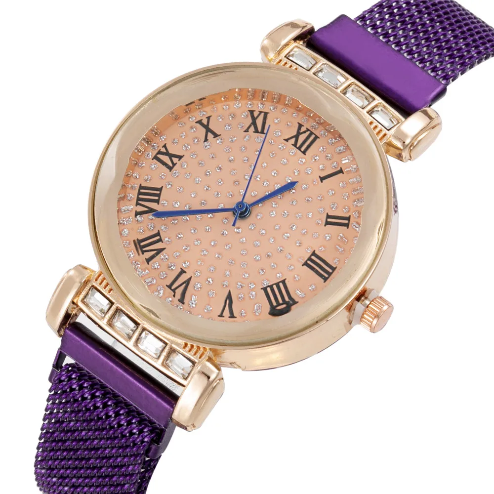 Модные роскошные женские часы стразы повседневные кварцевые наручные с ремешком