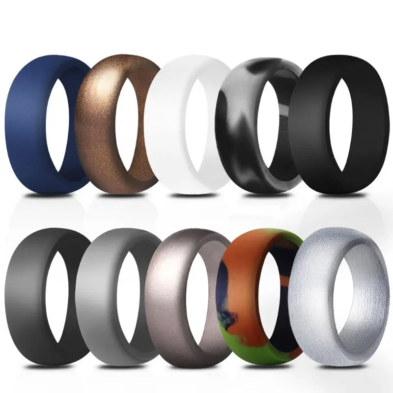 

10 Pcs Color Wide Swivel Round Rings Stackable Silicone Soft Outdoor Sports Q84C