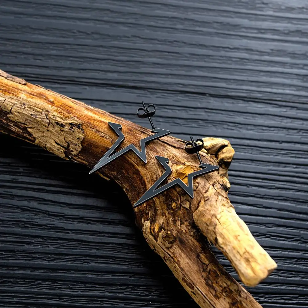 Винтажные серьги гвоздики в стиле панк из нержавеющей стали со звездами для