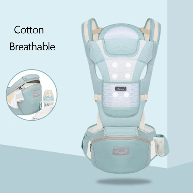 breathable -mint Эргономичный рюкзак-кенгуру для переноски ребенка, сумка-кенгуру для переноски на талии для новорожденных, сумка-кенгуру для путешествий 0-36 м - Цвет: breathable -mint