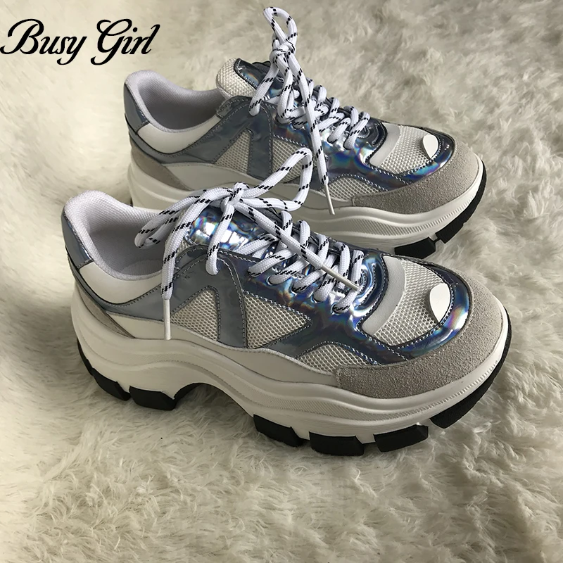 

2019 autumn Lace Up Women Casual Shoes Mesh Comfortable Breathable Platform Woman Sneakers Ladies Trainers Size 35-40