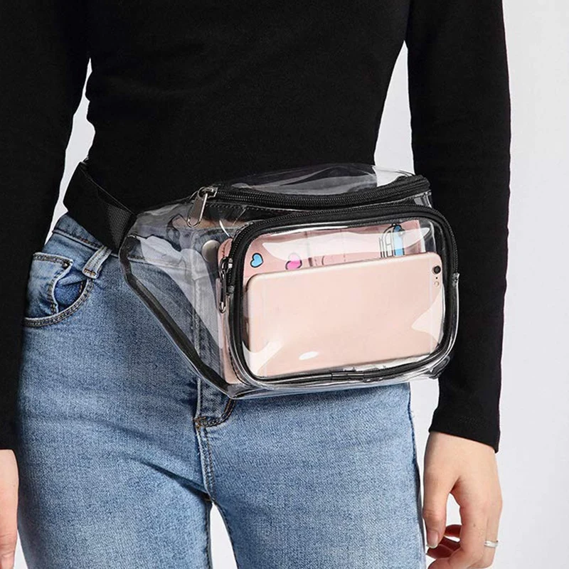 

AUAU-Simple Transparent Waist Bags Waterproof Cute Waist Adjustable Bag for Women Men, Travel, Beach,,Concerts Bag