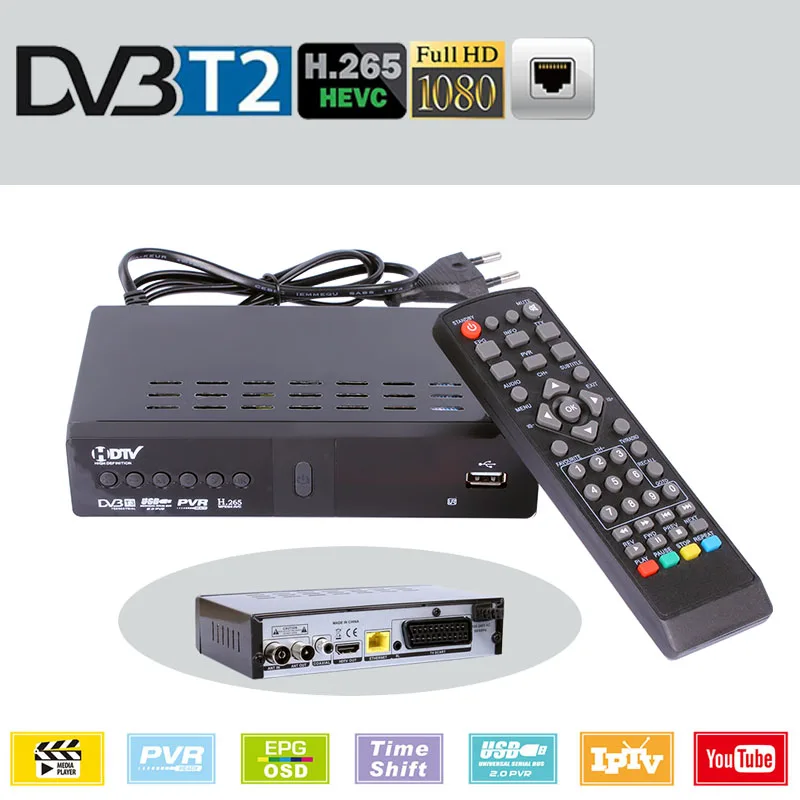 

HEVC 265 DVB T2 DVB-C Digital TV Tuner DVB-T2 H.265 HD Decoder Terrestrial TV Receiver EPG Set Top Box Youtube LAN Scart