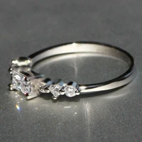 fashionable new 7 exquisite square ring small fresh japanese white birthstone wedding engagement ring