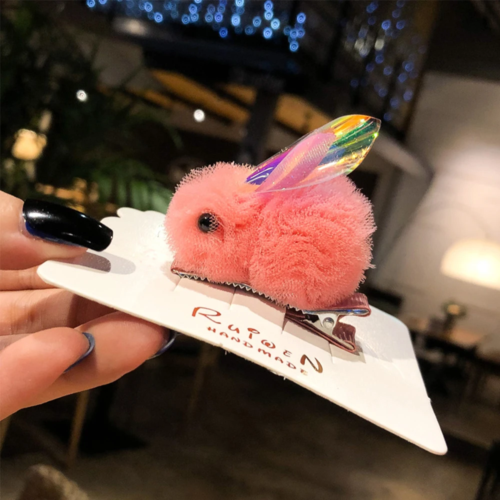 Милая детская заколка для волос с кроликом шифоновая ткань пряжи Банни животных