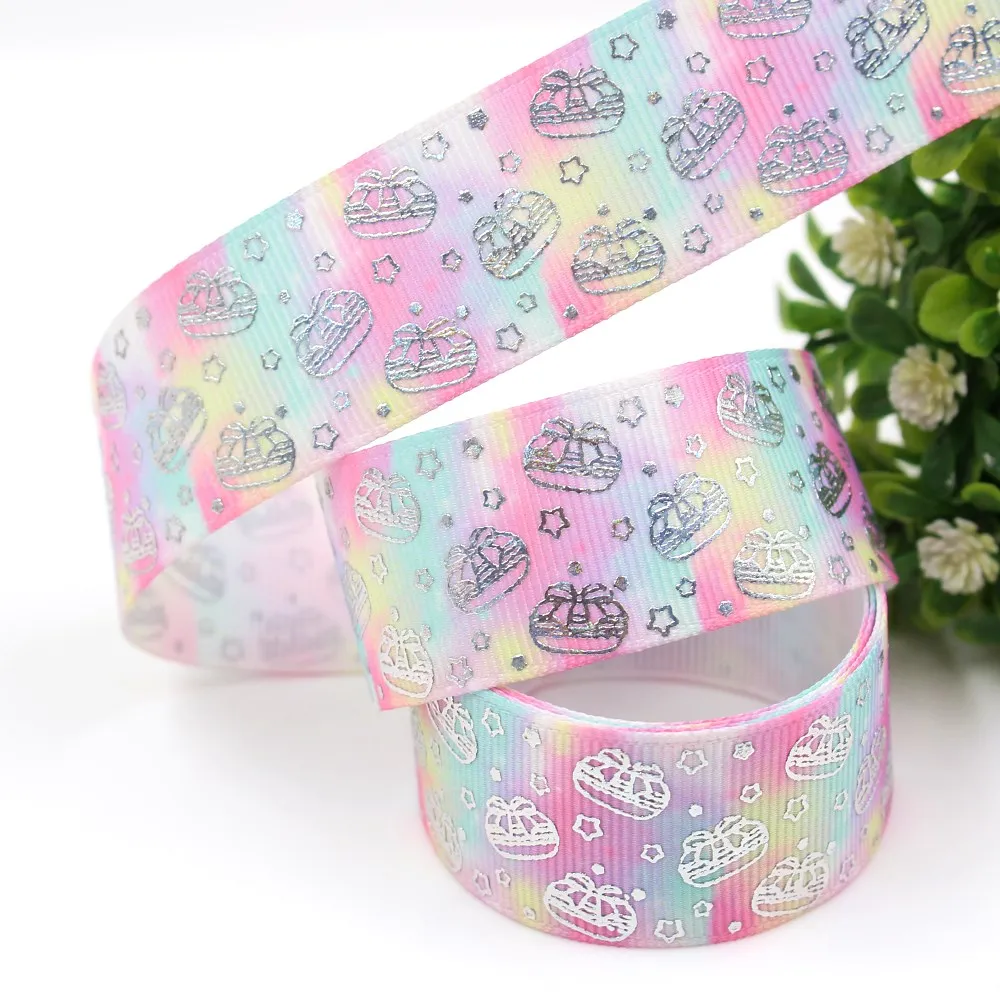 1 'ཕ мм 10 ярдов Серебряная Лазерная Подарочная коробка печатные ленты grosgrain DIY