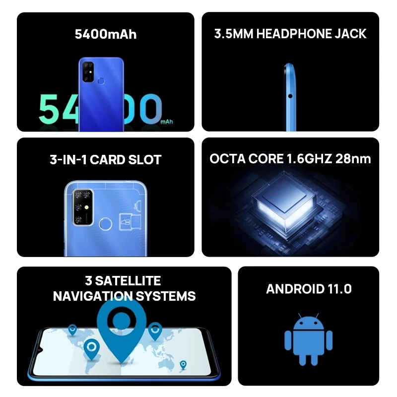 Ceny DOOGEE X96 Pro Telefony Komórkowe 4GB RAM 64GB ROM Czterordzeniowy 13MP Quad Camera Smartfony Celular Telefon Komórkowy Android 11 5400mAh