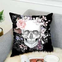 polyester cotton skull cushion cover square pillow case flamingo pillows cover for sofa car waist home decorative