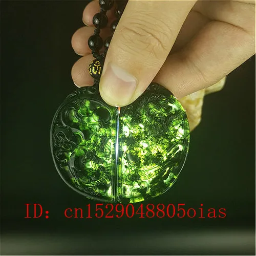 Ожерелье с подвеской из натурального китайского черного и зеленого нефрита