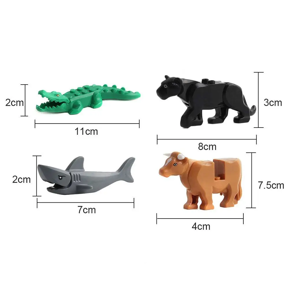 Набор строительных блоков: пантера снега леопарда крокодил тигр животные корова