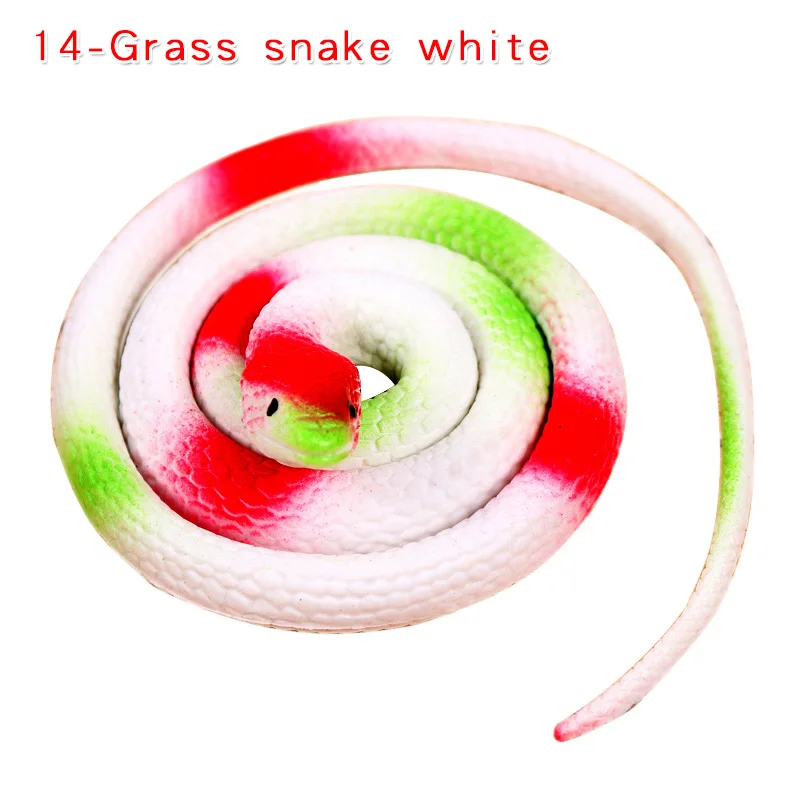 14-Grass snake white Моделирование мягкая резиновая игрушка "Змея" модель страшная поддельная змея хитрая пародия розыгрыш на Хэллоуин реквизит подарки Декор дети кляп шутки шалость игрушки - Цвет: 14-Grass snake white