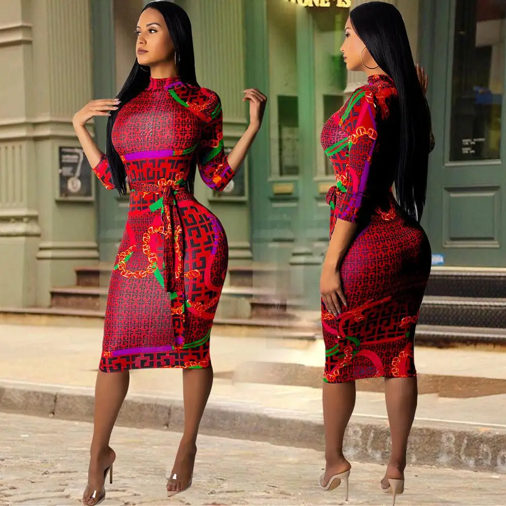 Женское клетчатое платье с длинными рукавами для ночного клуба поясом 2020|Женские