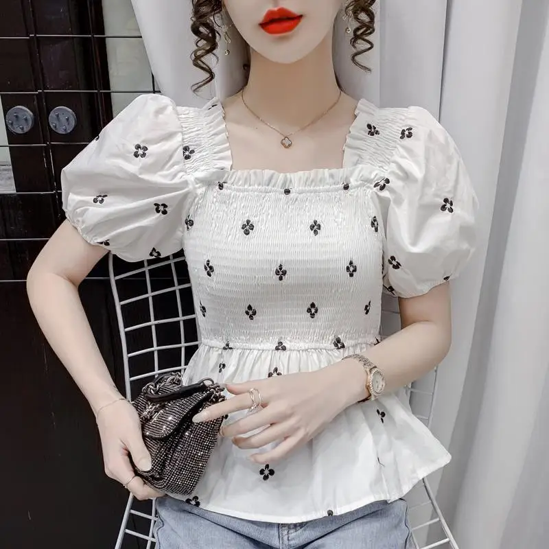 

Summer short-sleeved shirt women 2021 fashion temperament new design sense niche shirt tops women foreign style