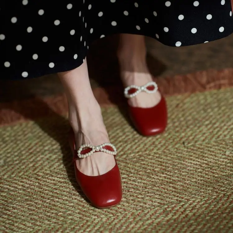 

2021 New Fashion String Bead women Flat Shoes Casual Classic All-match Student flats School Female Flats