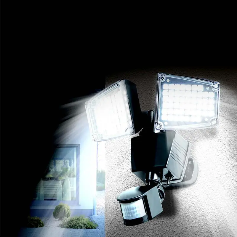 

Solar Lights Outdoor 3 Optional Modes Motion Sensor LED Light Double Head Rotating 180 Wide Angle Waterproof Security Light HWC