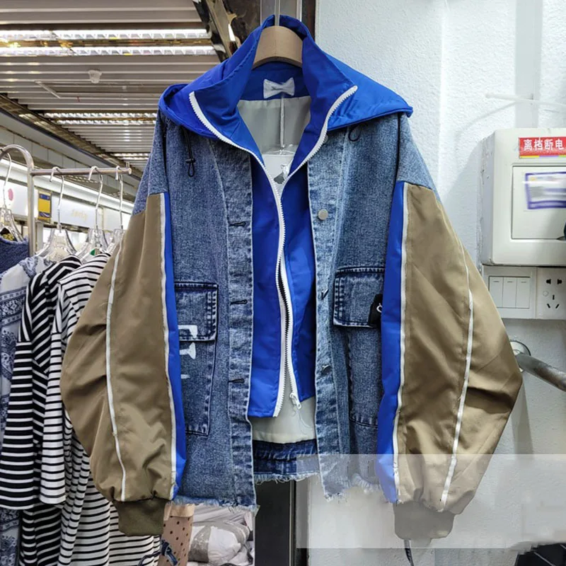 

Женская джинсовая куртка с длинным рукавом, на молнии