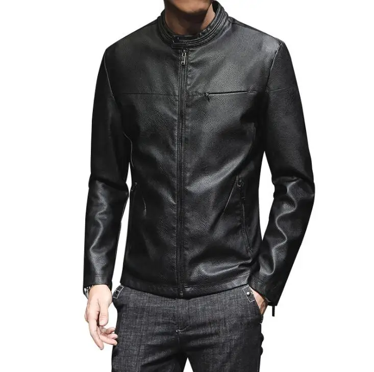 mens leather jacket slim short pu motorcycle coat men thin pu jackets casual clothes jaqueta de couro stage street fashion