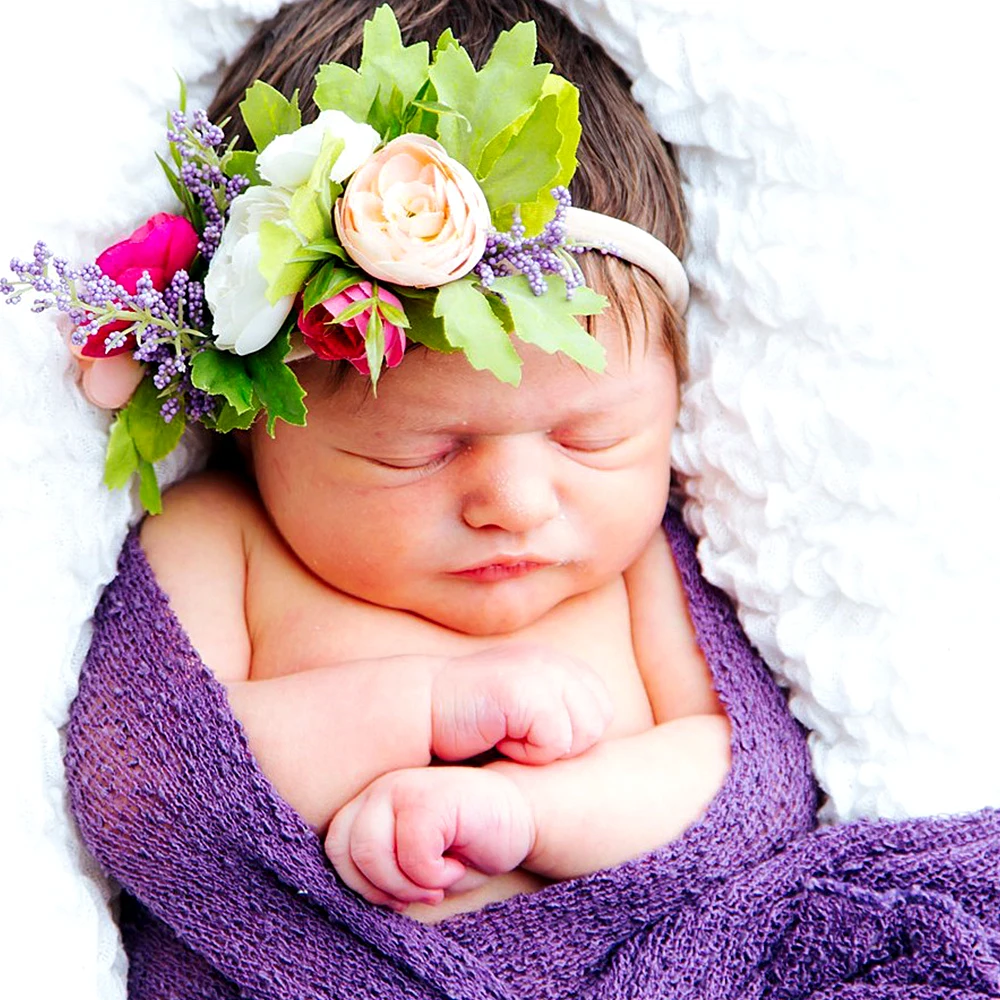 Новорожденные волосы цветы ручной работы детские нейлоновая эластичная
