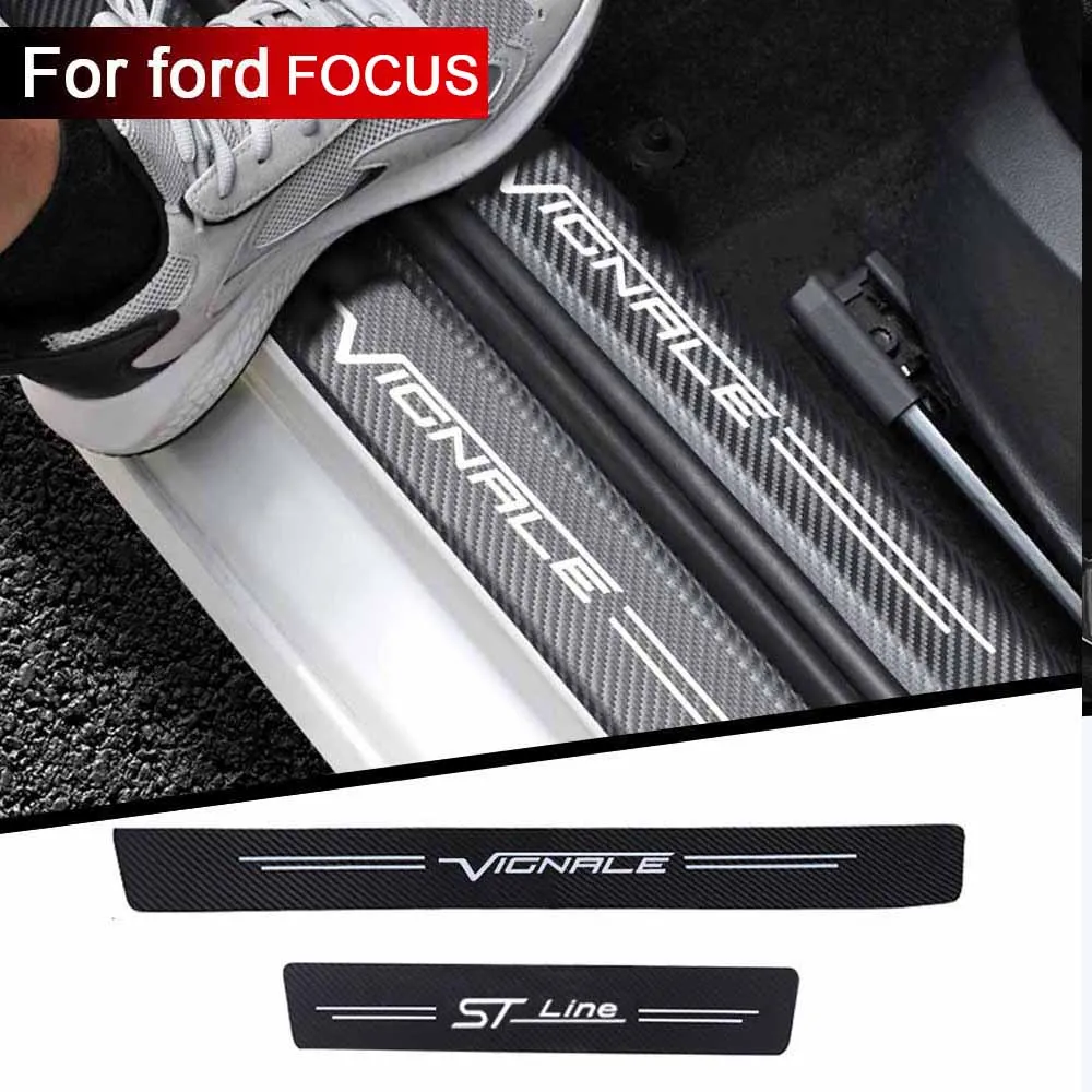 

4pcs car Sticker door carbon leather Fiber Sill Plate accessories car styling