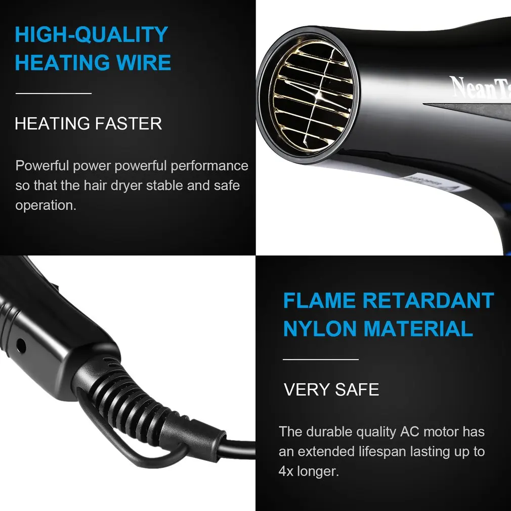 Профессиональный электрический фен для волос инфракрасный с низким уровнем шума