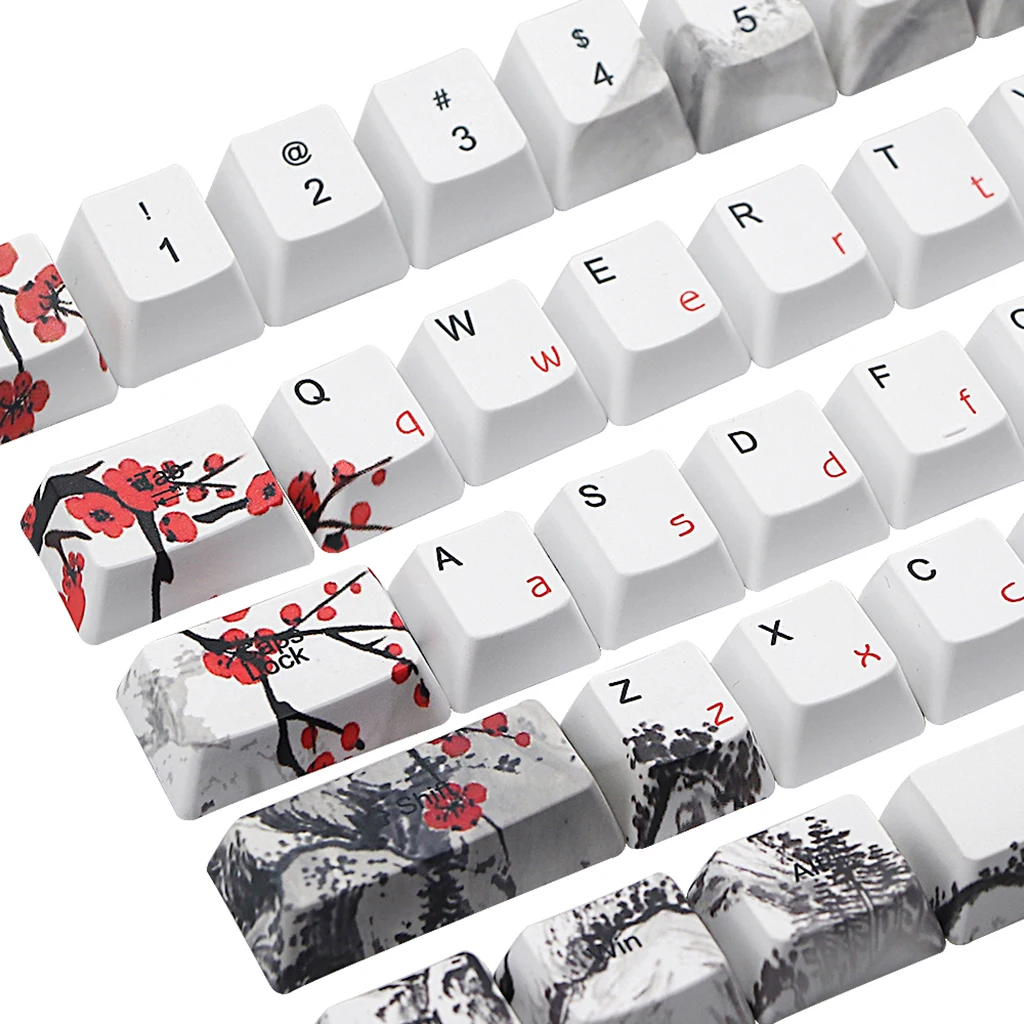 

68 Keys Keycap Wangjiang Plum Blossom Keycap Dye Sublimation OEM Profile Mechanical Keyboard Keycap For K6 IFG68 TADA68 EK820