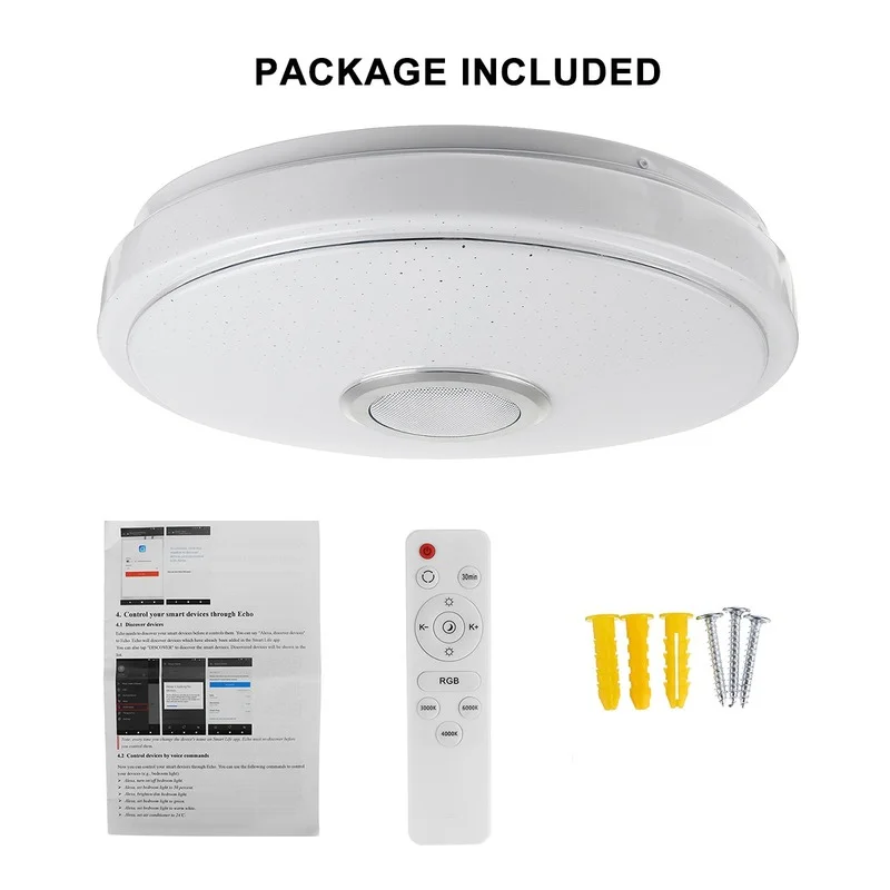 

200W Smart Ceiling Light Modern with WiFi APP Bluetooth Music RGB LED Remote Control for Alexa and Google Assistant