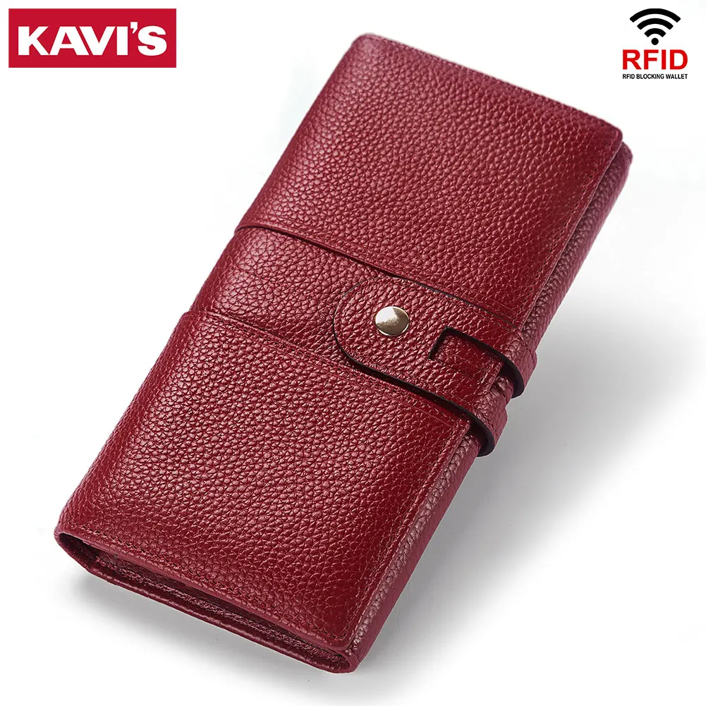 

KAVIS Women's Wallets Fashion Lady Long Mobile Phone Purses Leather Money Coin Perse Cards ID Holder Clutch Woman Portomonee