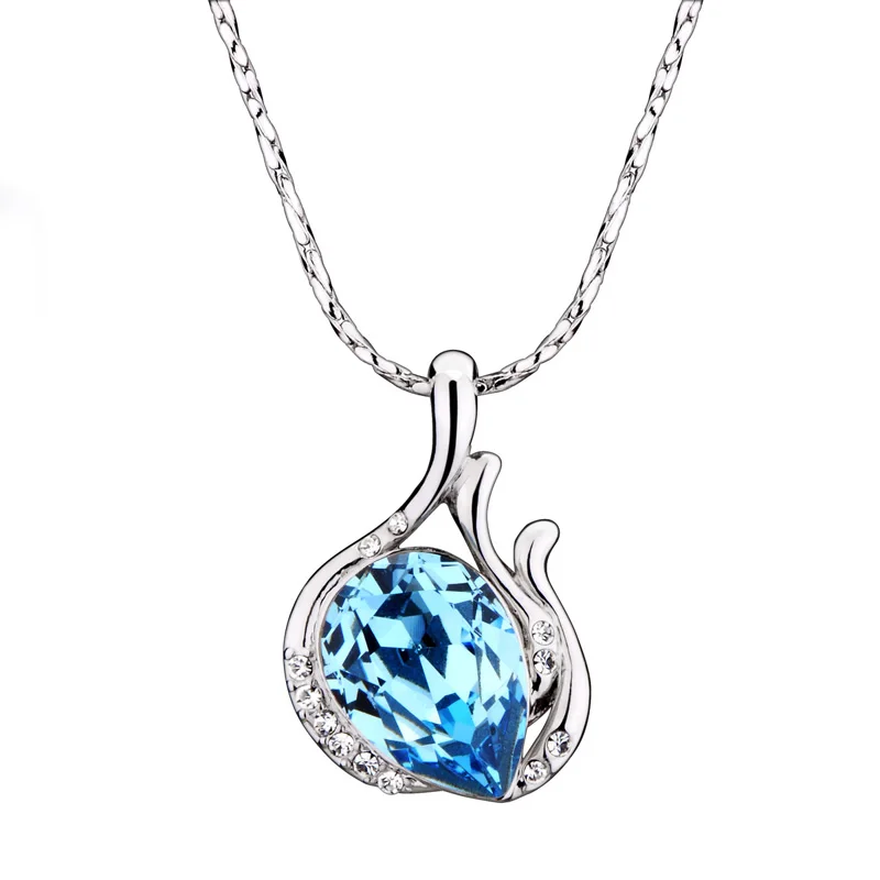 

COCOM Модные женские ожерелья милые подвески синяя капля воды Австрийские кристаллы ювелирные изделия подарок женские ожерелья для друзей