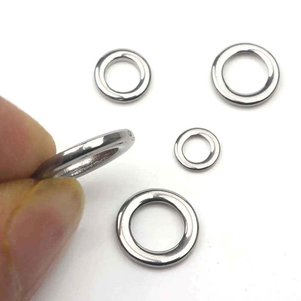 

50PCS Heavy Duty Fishing solid Stainless Steel Snap Split Rings Seamless 304 polishing Sea Fishing pesca Lures Tackle Connector