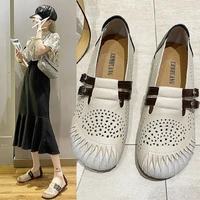 large size ladies single shoes spring and summer new versatile hollow breathable comfortable flat casual shoes