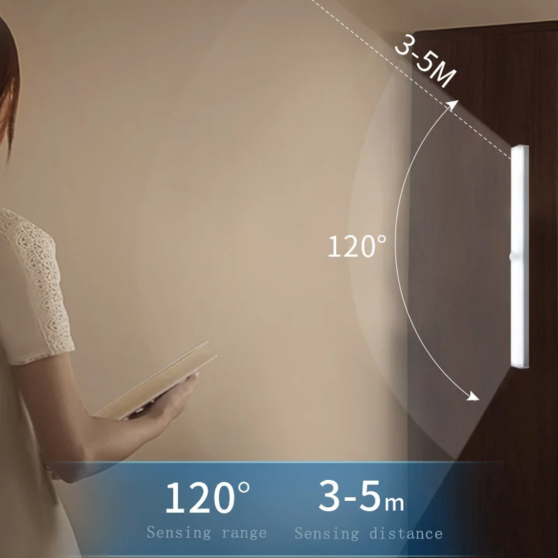 led motion sensor light smart night light long rechargeable kitchen cabinet wardrobe light free global shipping