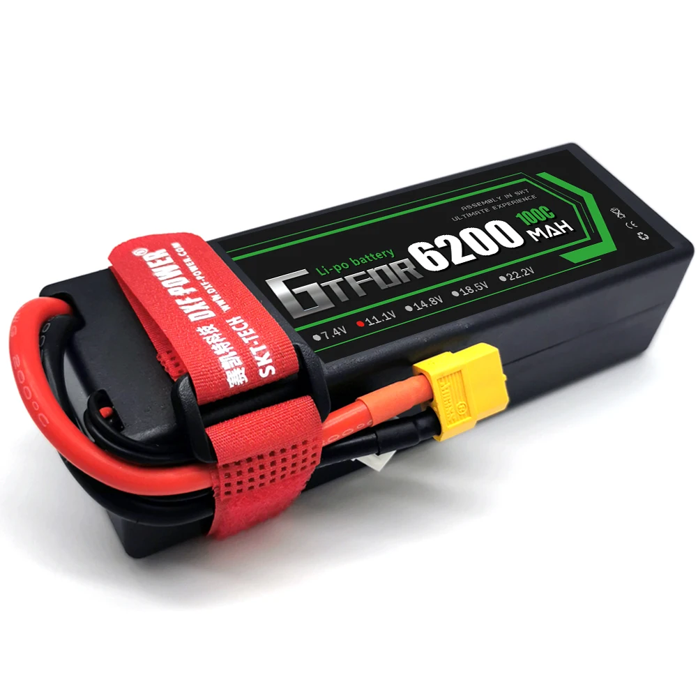 Жесткий чехол GTFDR 6200 мАч 11 1 В 100C 200 3S LiPo RC Battery для радиоуправляемых внедорожников