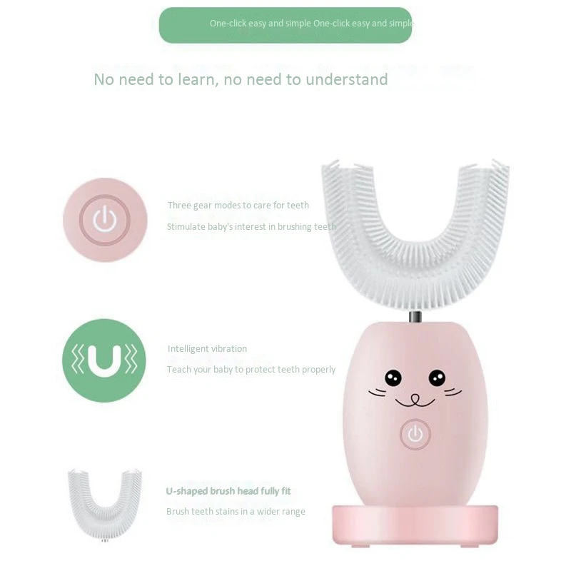 

EAS-Children's Electric Toothbrush U-Shaped Lazy Sonic Toothbrush Rechargeable ligent Automatic Toothbrush