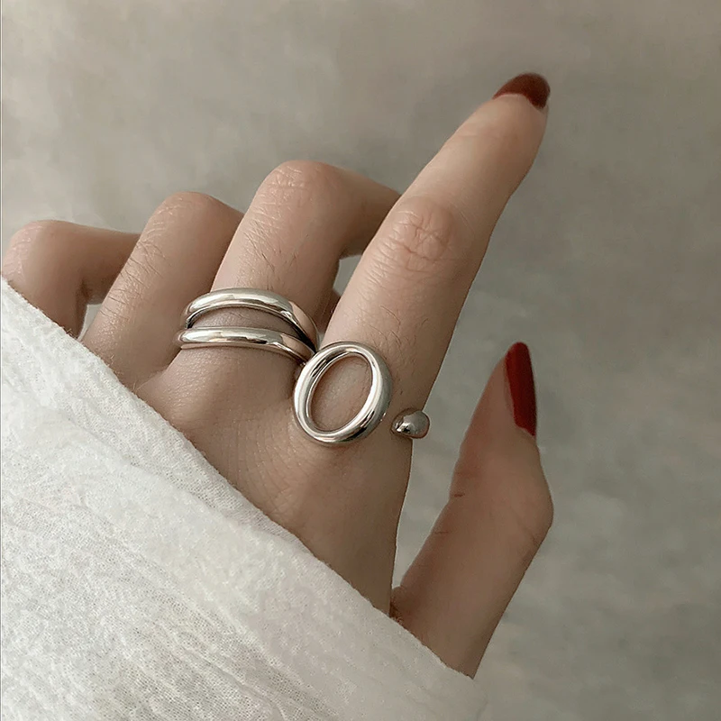 Ретро стиль минималистский нерегулярные полые эллипс Серебряный Цвет